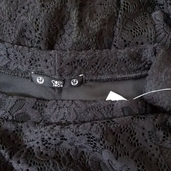 New Coin 1804 Black Lace Raw Hem Career Skirt - Picture 3 of 8